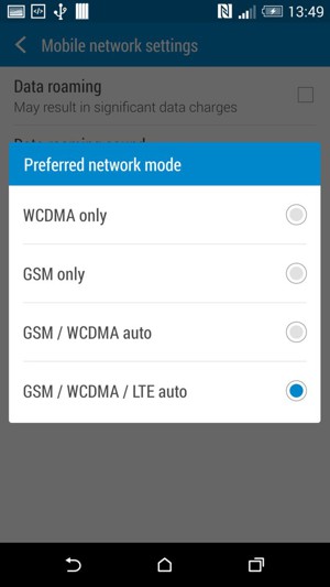 Выберите Auto GSM / WCDMA, чтобы включить AUTO 3G и GSM / WCDMA / LTE, чтобы включить 4G