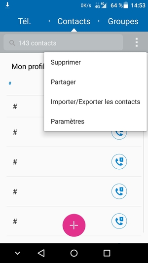 Sélectionnez Importer/Exporter les  contacts