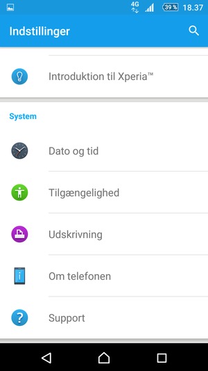 Scroll til og vælg Om telefonen