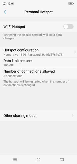 Select Hotspot configuration