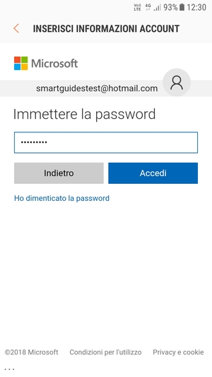 Inserisci la tua password e seleziona Accedi