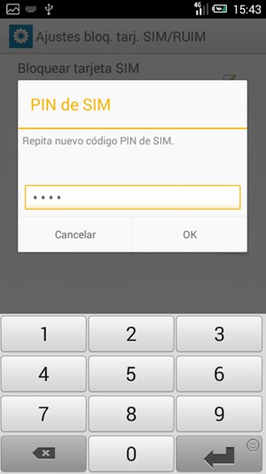 Confirme su nuevo código PIN de SIM  y seleccione OK
