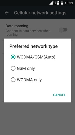 Select GSM only to enable 2G and WCDMA/GSM(Auto) to enable 3G