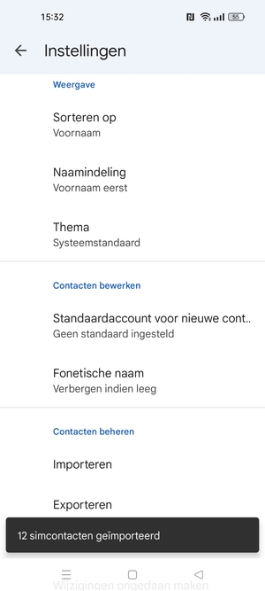 Uw contactpersonen worden opgeslagen naar uw Google-account en naar uw telefoon de volgende keer dat Google gesynchroniseerd wordt.