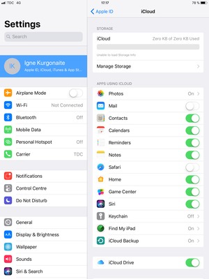 Select the services you would like to back up and select iCloud Backup