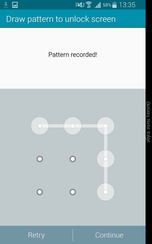 Draw an unlock pattern and select Continue