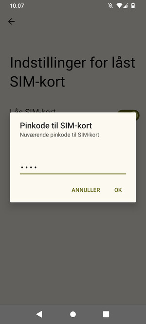 Indtast din Nuværende pinkode til SIM-kort og vælg OK