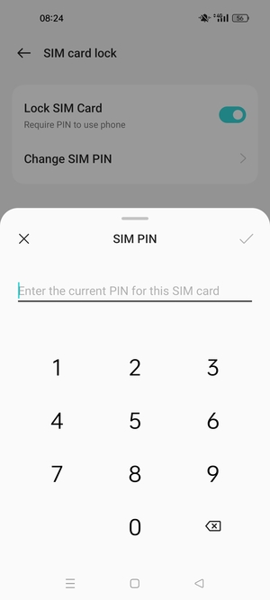 Enter Current SIM card PIN and select OK