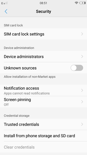 Select SIM card lock settings