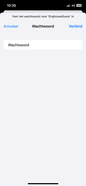 Voer het WiFi-wachtwoord in en selecteer Verbind