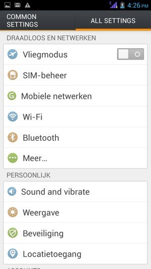 Om van netwerk te wisselen in geval van netwerkproblemen, keert u terug naar het menu ALL SETTINGS en selecteer Mobiele netwerken
