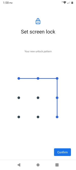 Draw the unlock pattern again and select Confirm