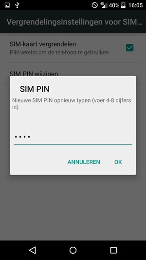 Bevestig uw nieuwe SIM PIN en selecteer OK