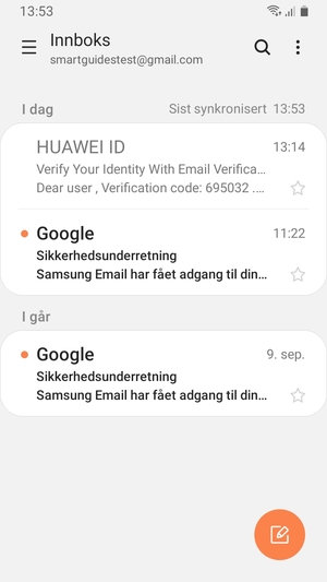 Gmail er klar til bruk