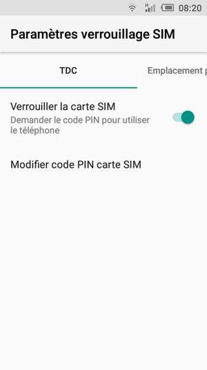 Sélectionnez Public puis Modifier code PIN carte SIM