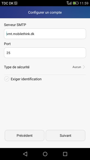 Décochez la case Exiger identification et sélectionnez Suivant