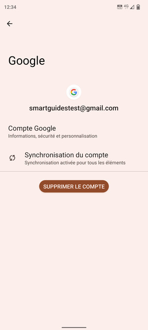 Sélectionnez Synchronisation du compte