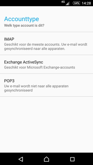 Selecteer IMAP of POP3