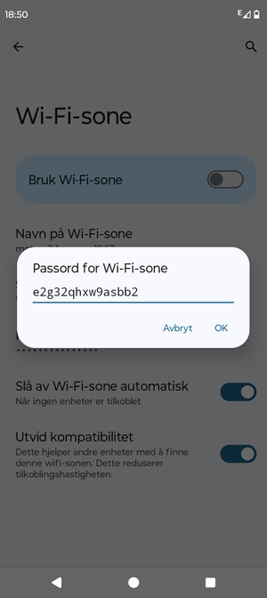 Skriv inn et Wi-Fi hotspot-passord på minst 8 tegn og velg OK