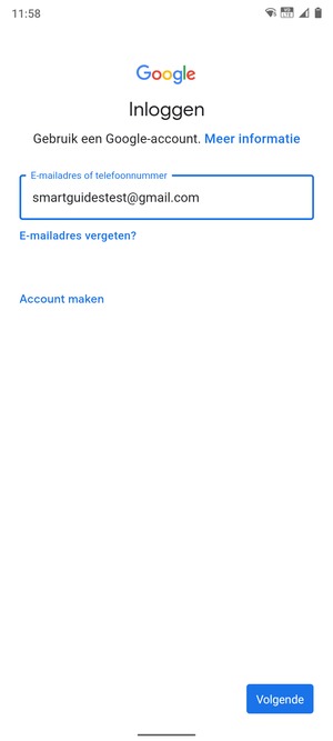 Voer uw Gmail adres in en selecteer Volgende