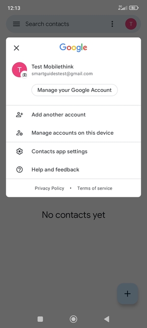 Select Contacts app settings