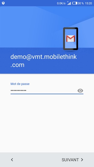 Saisissez votre mot de passe et sélectionnez SUIVANT