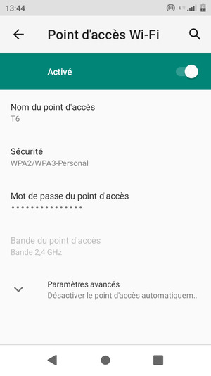 Votre téléphone est maintenant configuré pour être utilisé comme modem