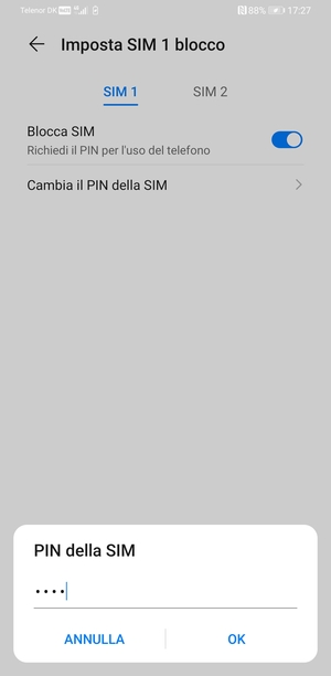 Inserisci Nuovo PIN della SIM e seleziona OK