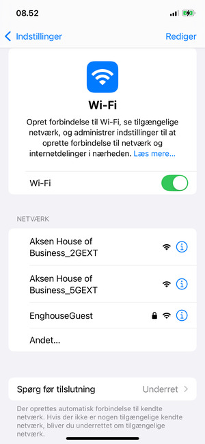 Vælg det trådløse netværk, du ønsker at oprette forbindelse til