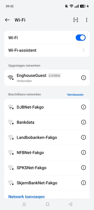 U bent nu verbonden met het WiFi-netwerk