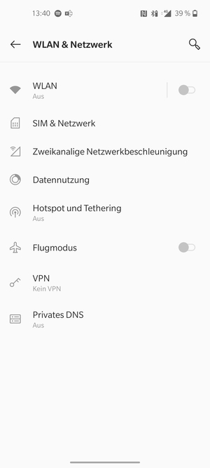 Wählen Sie SIM & Netzwerk