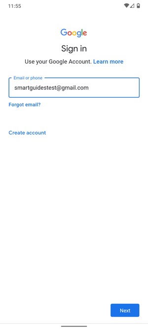 Enter your Gmail address and select Next