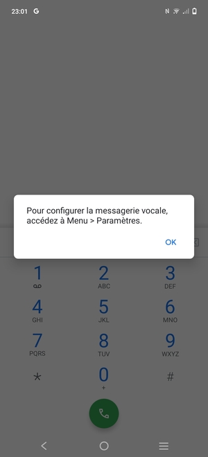 Si votre messagerie vocale n'est pas configurée, sélectionnez OK