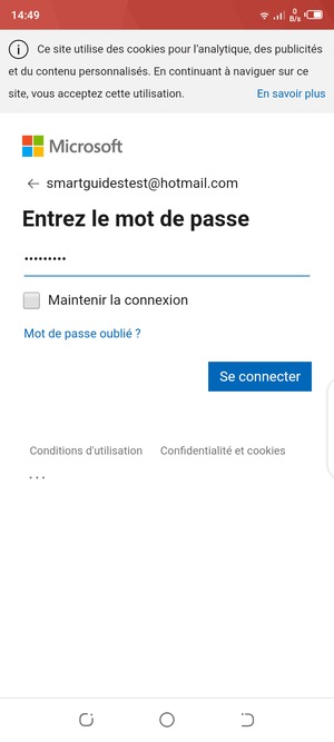 Saisissez votre mot de passe et sélectionnez Se connecter