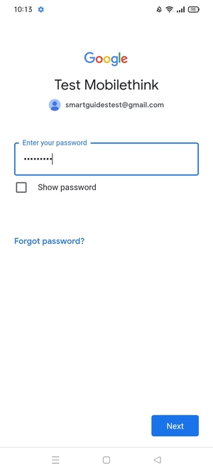 Enter your password and select Next