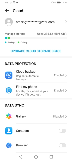 Select Cloud backup