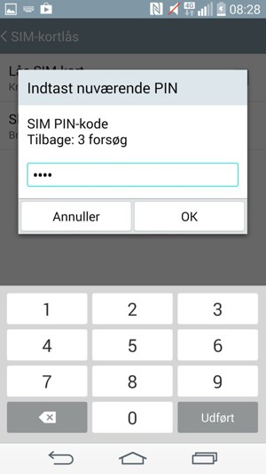 Indtast din nuværende SIM PIN-kode og vælg OK