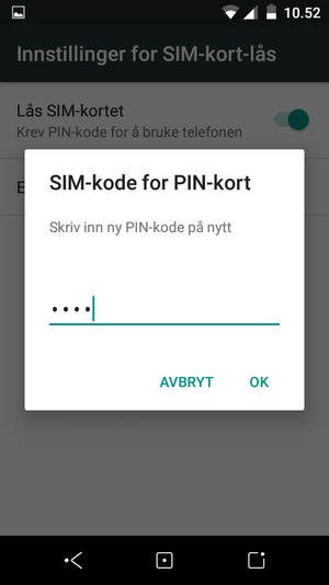 Bekreft Ny SIM-kode for PIN-kort og velg OK