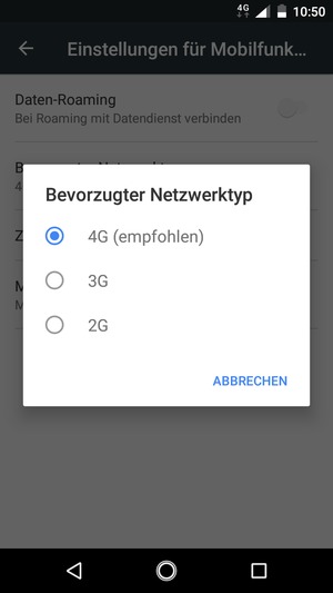 Wählen Sie die gewünschte Option