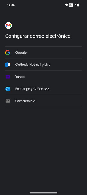 Seleccione Exchange y Office 365