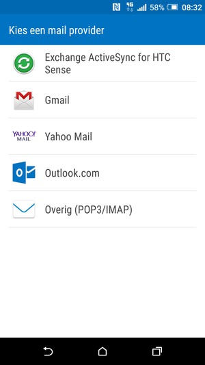 Selecteer Gmail of Hotmail (Outlook.com)