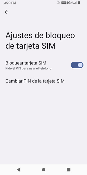 Seleccione  Cambair PIN de la tarjeta SIM