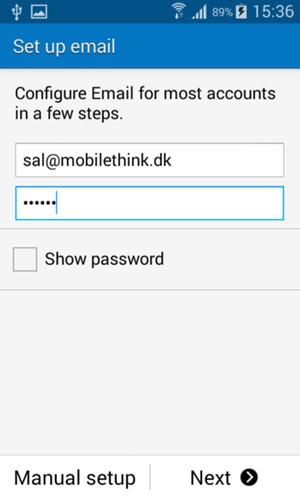 Enter your Email address and Password. Select Next