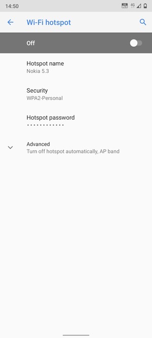 Turn Wi-Fi hotspot on