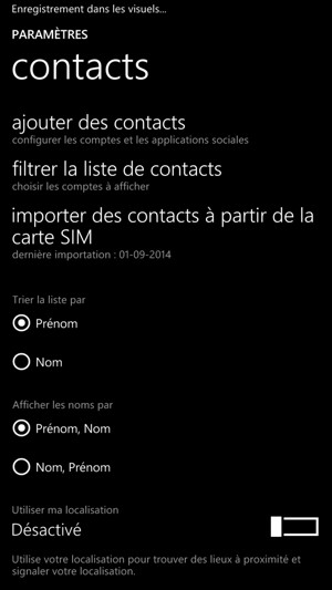 Sélectionnez importer des contacts à partir de la carte SIM