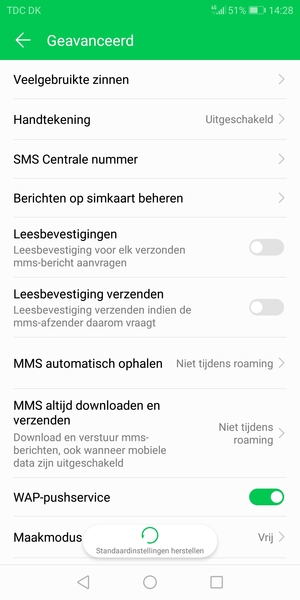 Selecteer SMS Centrale nummer