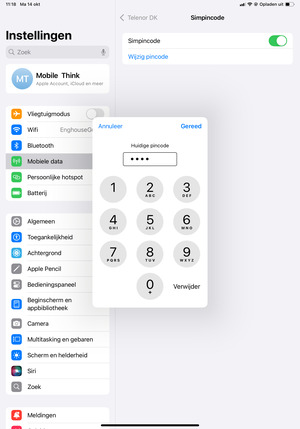 Voer uw huidige pincode in en selecteer Gereed