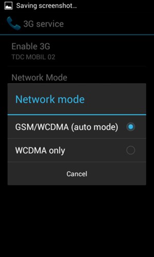 Select GSM/WCDMA (auto mode) to enable 2G/3G