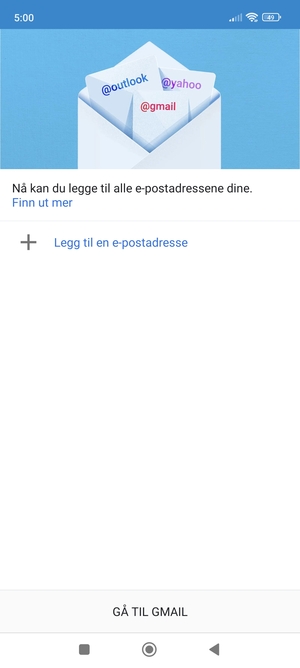 Velg Legg til en e-postadresse