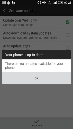 If your phone is up to date, select OK.